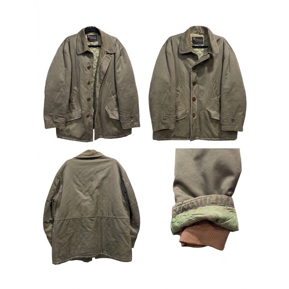 Vintage 60s 70s Sears Oakbrook Sportswear Quilt Lined Canvas Car Coat Jacket L
